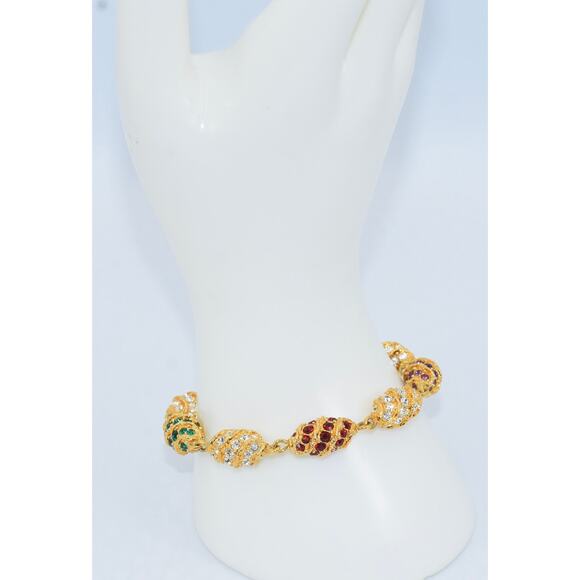 CAMROSE & KROSS JBK Jackie Kennedy Royal Egg Gold Tone/Rhinestone Bracelet - Picture 2 of 10